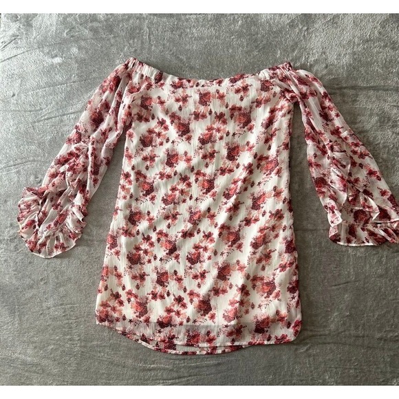 Women's‎ Charlotte Russe Top Sz Medium Off The Shoulder Floral Lined - Picture 1 of 6